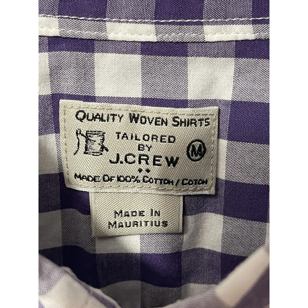 Tailored by J. Crew Purple & White Check Button Down Shirt men’s size medium